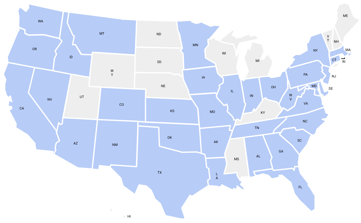 Knowledge Med coverage across 25+ US states